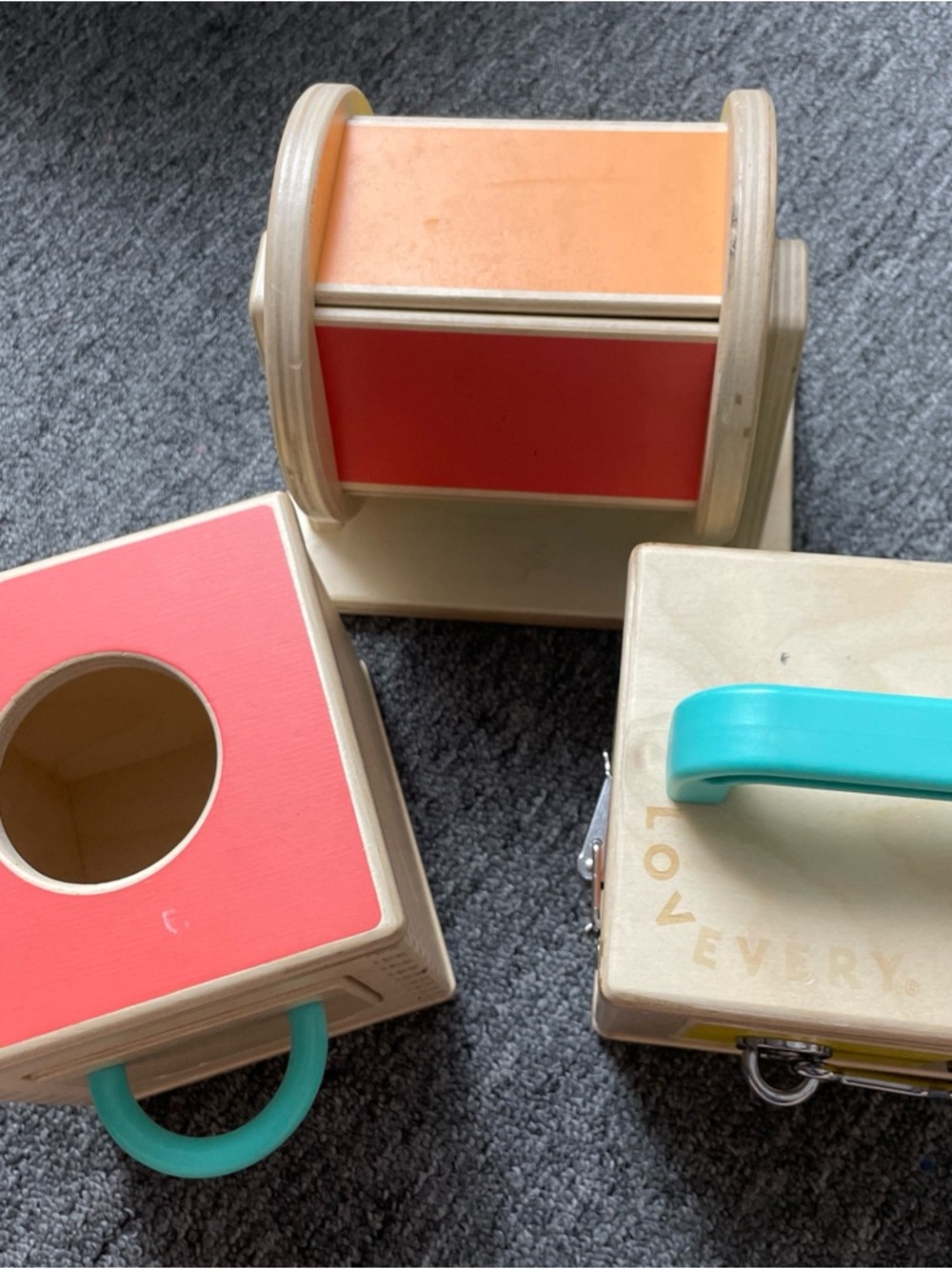Lovevery Sensor Spinning Rainbow Wheel Lock Box Ball Drop Montessori Lot Of 3